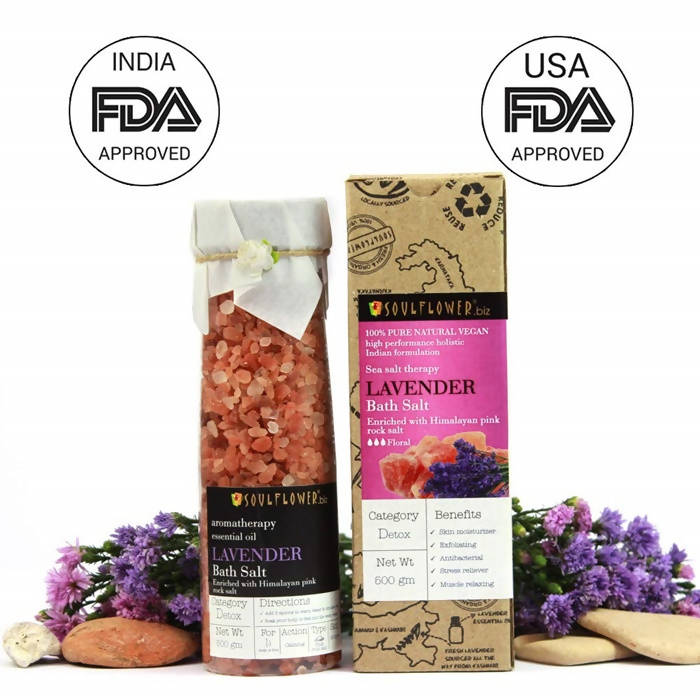 Soulflower Aromatherapy Essential Oil Lavender Bath Salt Enriched With Himalayan Pink Rock Salt