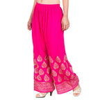 PAVONINE Rani Color Golden Printed Rayon Fabric Sharara For Women & Girls - Distacart