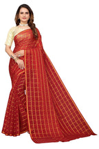 Vamika Red Jari Work Chiffon Saree (GARVITA RED) - Distacart
