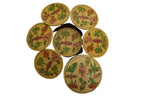Nizalia Floral Motif Embossed Cream Paper Mache Round Coasters