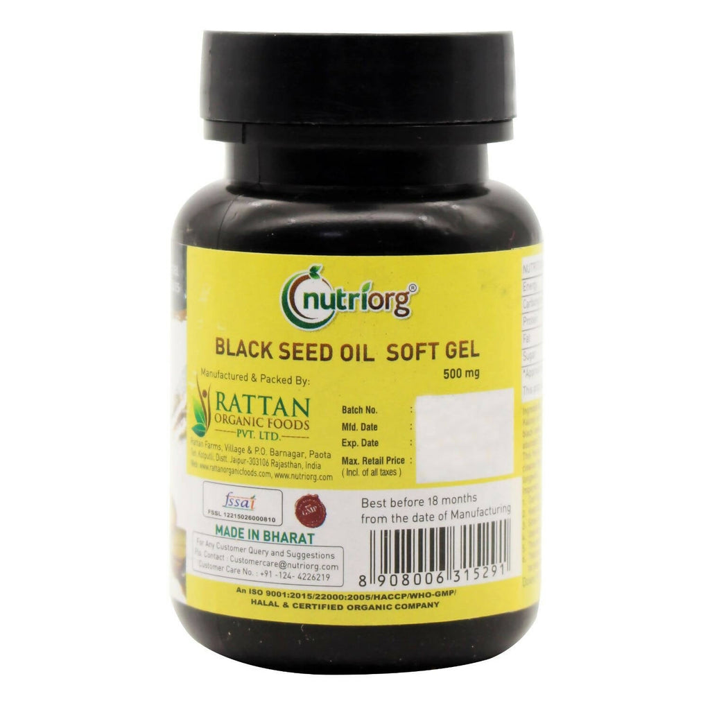 Nutriorg Blackseed Oil Soft Gel Capsules - Distacart