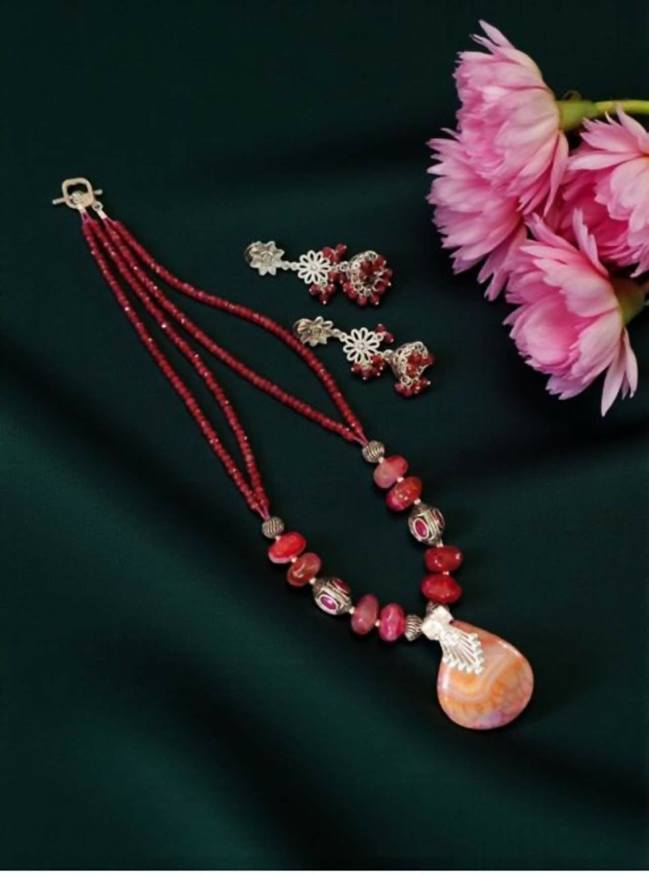 Joban Fashion Women Red Lace Agate Pendant - Distacart