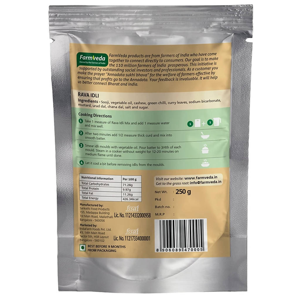 Farmveda Ready To Cook Rava Idli Mix