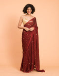 Suta Maroon Embellished Sequinned Pure Cotton Saree - Distacart