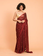 Suta Maroon Embellished Sequinned Pure Cotton Saree - Distacart