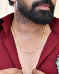 VOJ Gold-Polished Self Design Biscuit Chain For Men