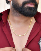 VOJ Gold-Polished Self Design Biscuit Chain For Men