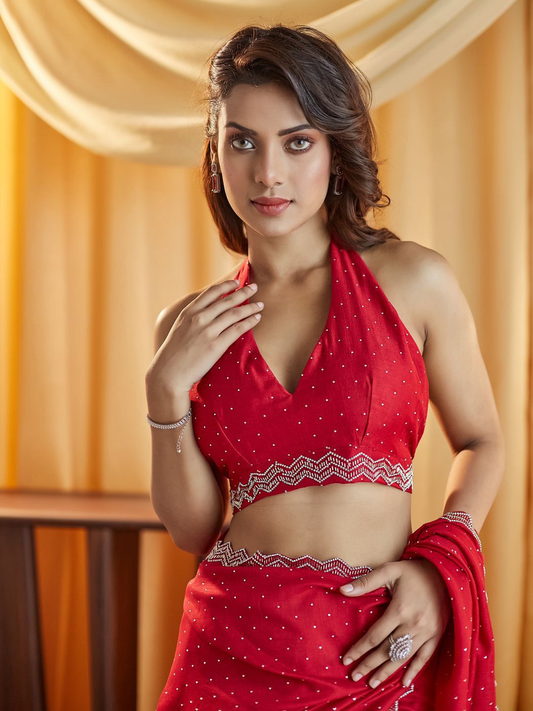 kasee Embellished Beads and Stones Silk Blend Saree