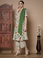 Myshka Women's Multi Anarkali Kurta & Palazzos With Dupatta