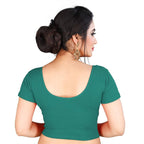 Vamika Rama Green Lycra Plain Blouse - Distacart