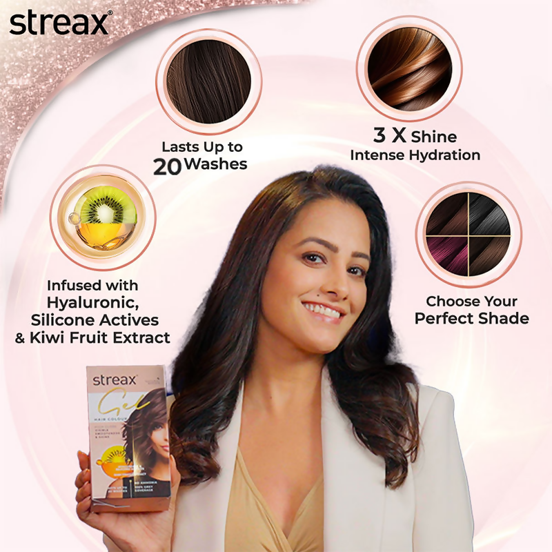Streax Gel No Ammonia 100% Grey Coverage Hair Color - Dark Brown 3