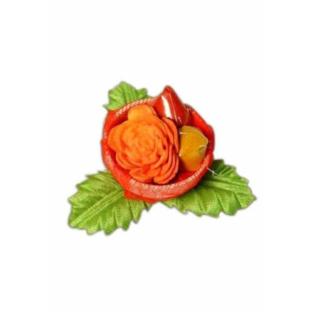 Designer(fancy) leaf flower with Tilaka and Turmeric Powder/Pasupu,Kumkuma Powder(1 piece)