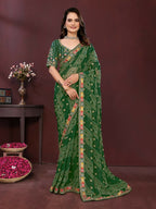 Ai Fashion Green Georgette Digital Print Party Wear Saree - Distacart