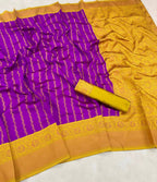 DEIANA'S Beautiful Designer Golden zari Soft Lichi Silk Saree - Majenta
