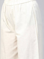 Yufta Women Black & White Yoke Design Thread Work Cotton Kurta with Palazzo & Dupatta