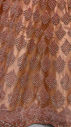Jyoti Fashion Women's Peach Bridal Net Fancy Dori & Multi Thread Embroidered with Zircon Diamond Work Wedding Lehenga Choli