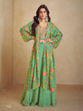 Anaita Green Real Chinon Stitched 3 Piece Suit with Printed & Embroidery hand work - Distacart