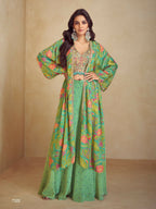 Anaita Green Real Chinon Stitched 3 Piece Suit with Printed & Embroidery hand work - Distacart