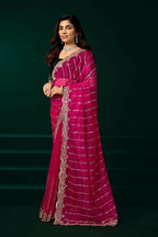 Joban Fashion Rani Pink Net Party Wear Sarees - Distacart