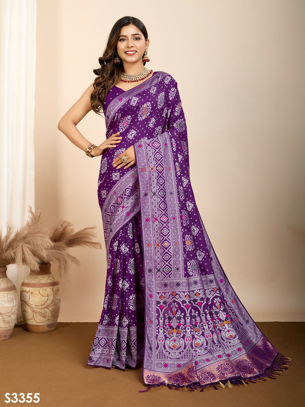 Purple Soft Silk Woven Meenakari Designer Saree - Vedanti