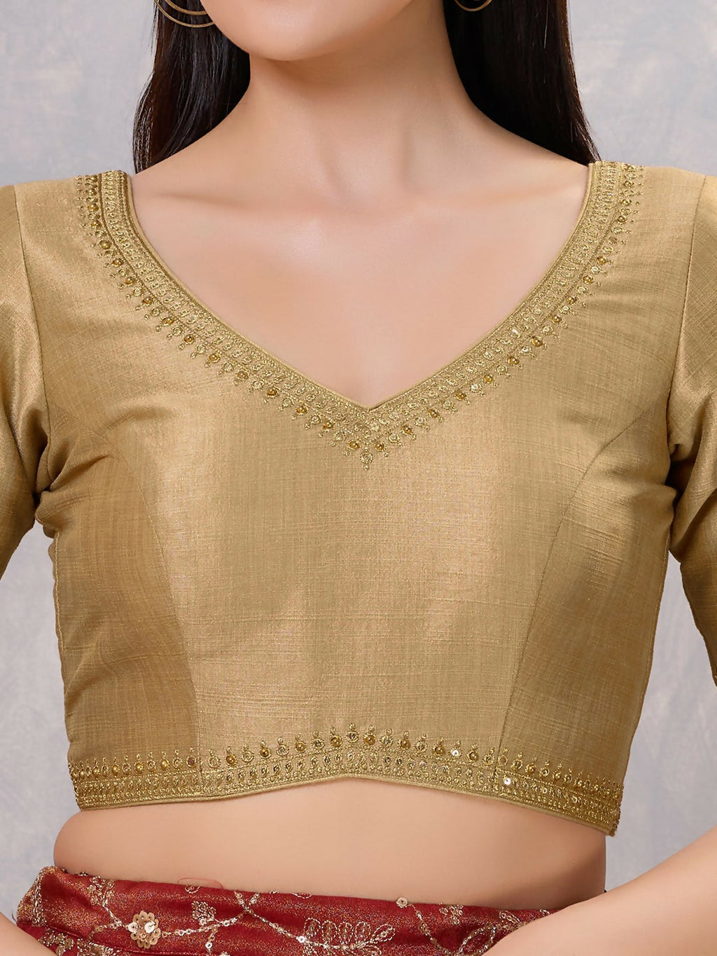 Joban Fashion Women Silk Gold Stitched Blouse