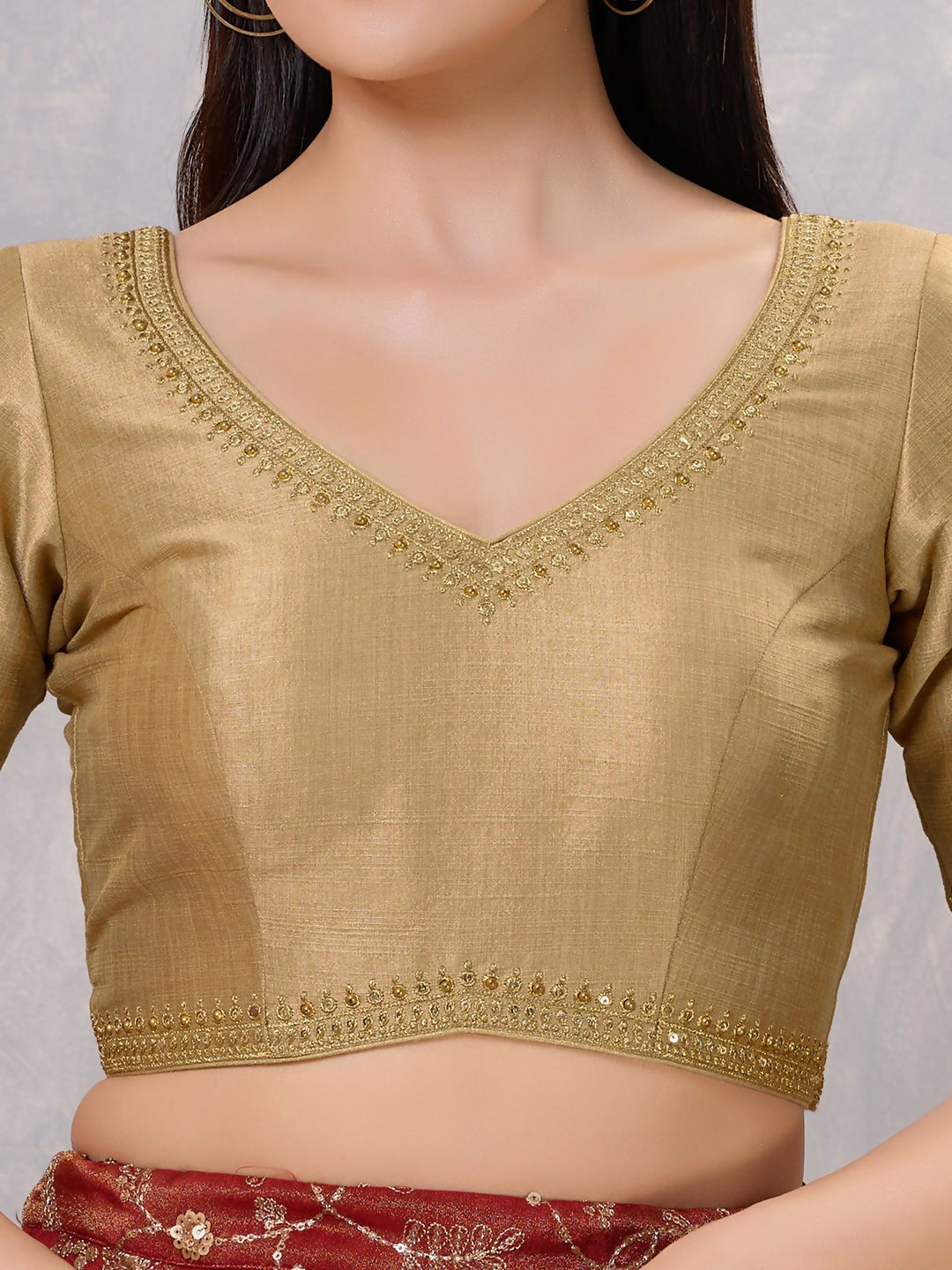 Joban Fashion Women Silk Gold Stitched Blouse