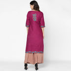 Cheera Hand Block Print Purple Straight Kurta (MAAI-049K)