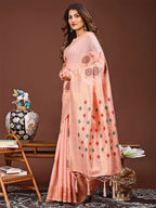 Shree Shyam Fashion Neerja Peach Linen Cotton Saree