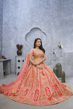 Kesar Fab Pink Organza Embroidered Lehenga
