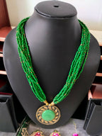Inhanns Everyday Statement Beaded Pendant Necklace - Green