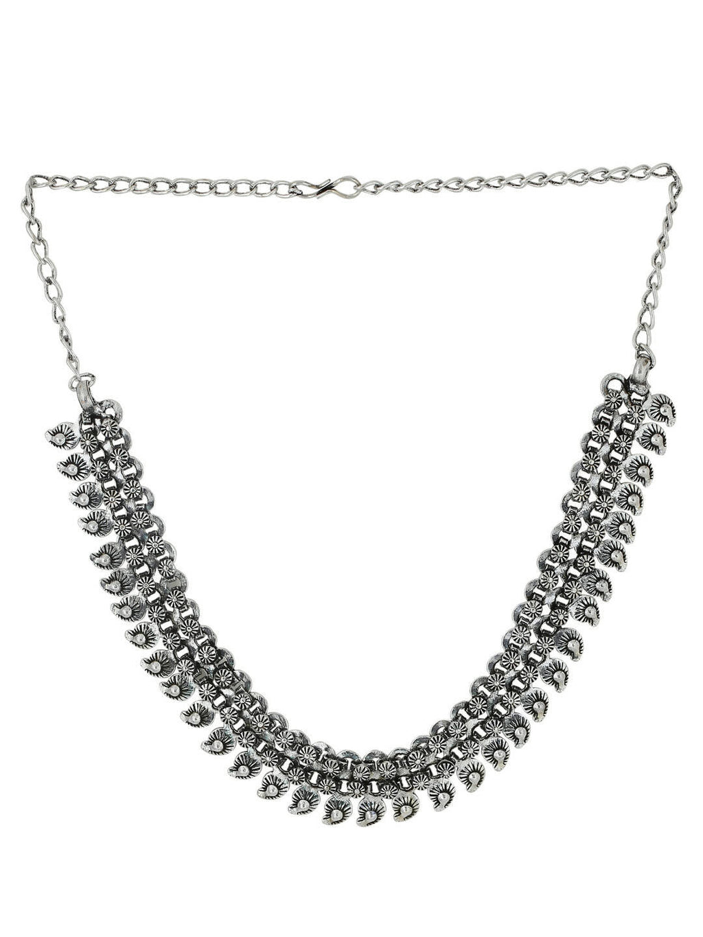 NVR Women Silver-Plated Oxidised Necklace