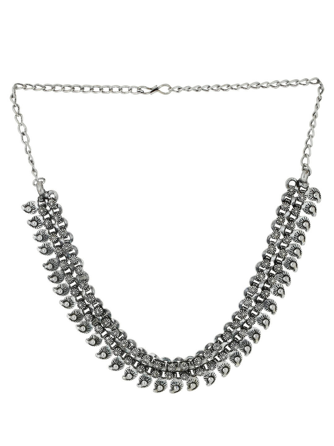 NVR Women Silver-Plated Oxidised Necklace