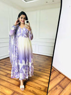 Teeya Creation Multi Colour Faux georgette Printed With Hand Work Party Wear Gown - Distacart