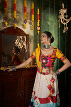 AI Fashion White Maslin Cotton Designer Navratri Lehenga Choli Collection