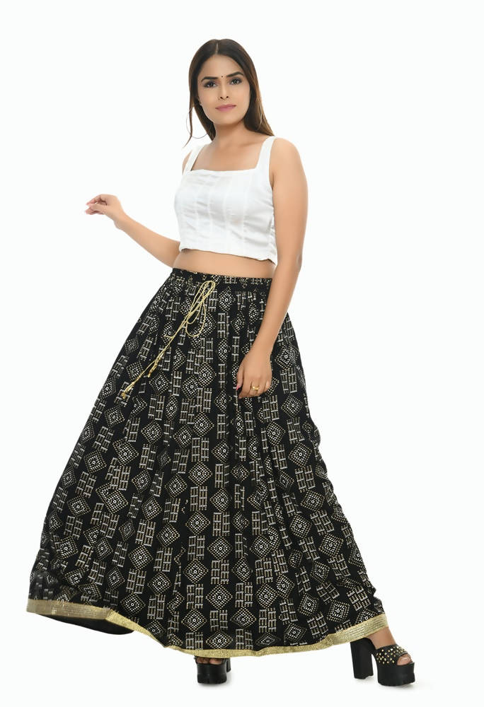 Mominos Fashion Moeza Cotton Black Printed Lehenga (Lancha)