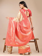 Shree Shyam Fashion Aura Silk Cream Red Banarasi Silk Saree