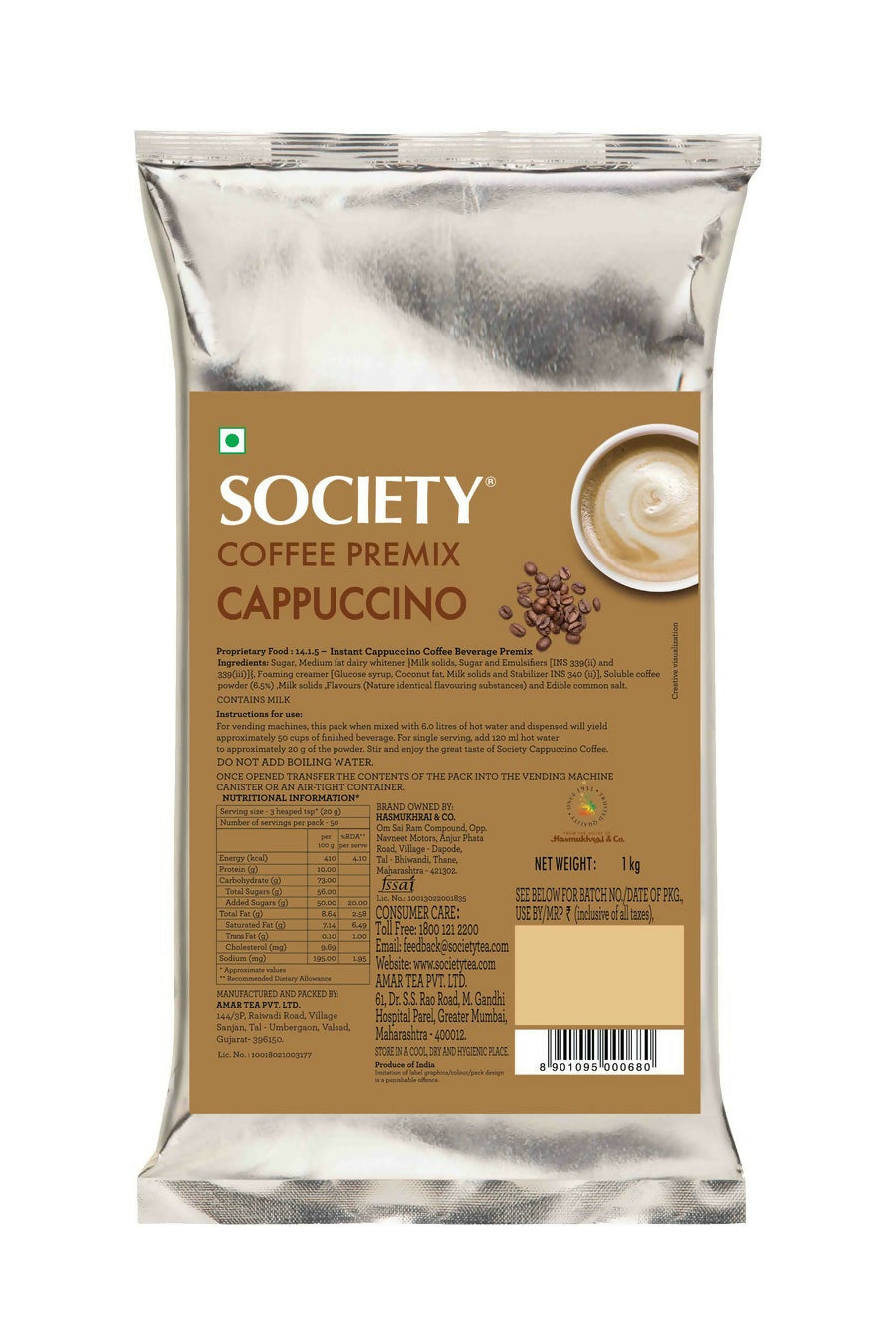 Society Cappuccino Premix Pouch - Distacart