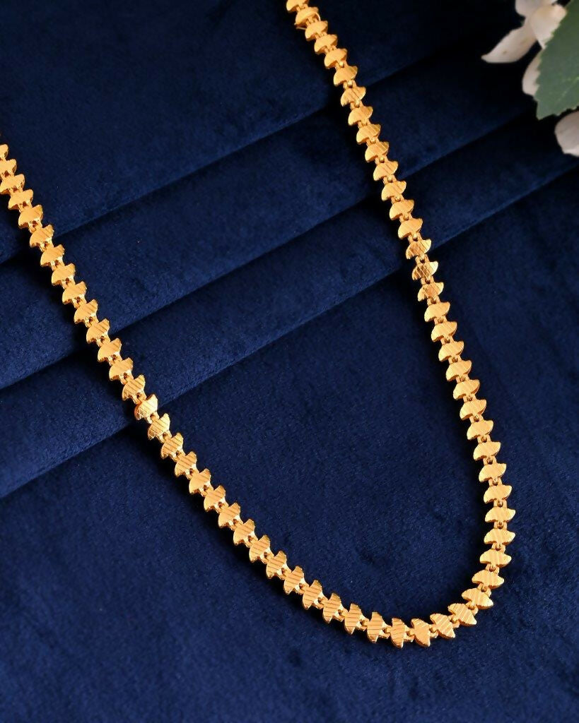 VOJ Gold-Polished Designer Leaf Shaped Chain For Men