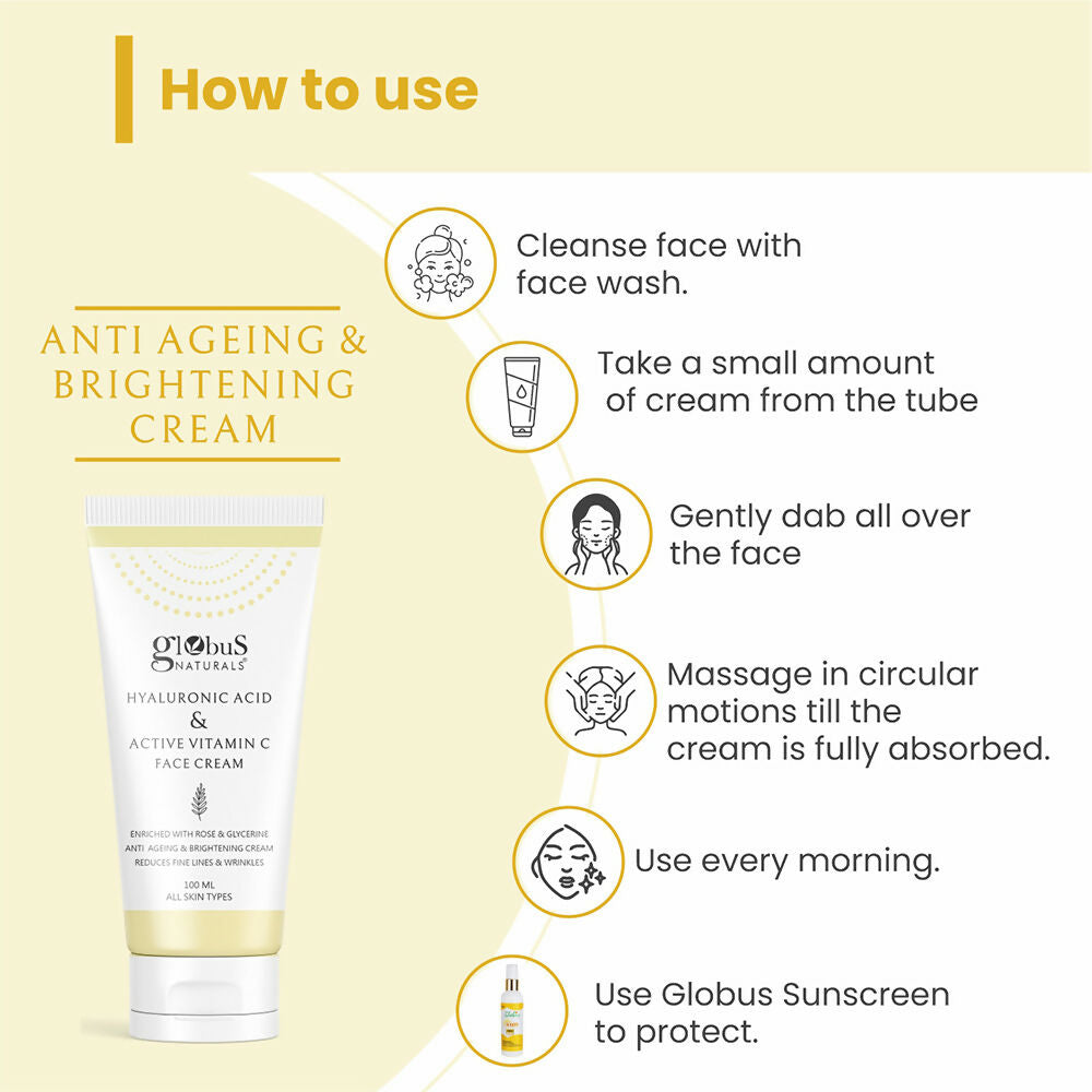 Globus Naturals Hyaluronic Acid & Vitamin C Anti Ageing Face Cream