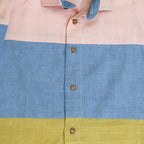 Mhyssa Blue and Yellow Color Blocked Shirt