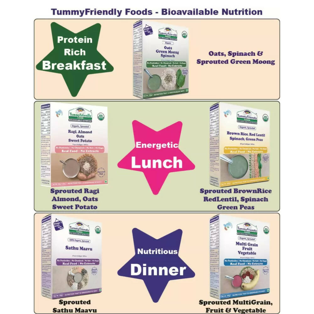 TummyFriendly Foods Organic Certified Stage3 Sprouted Porridge Mixes - 5 Packs - Distacart