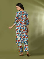 Myshka Women's Multi Printed Cotton Straight Party Kurta Set
