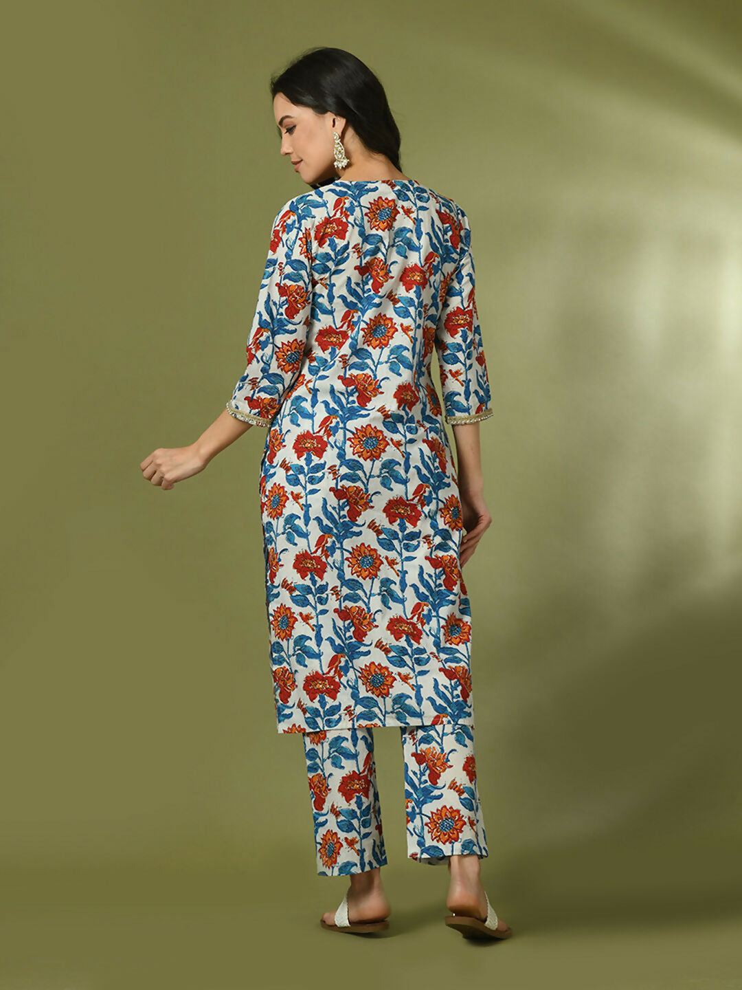 Myshka Women's Multi Printed Cotton Straight Party Kurta Set