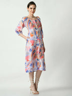 Myshka Women's Multi Abstract Printed A-Line Dress - Distacart