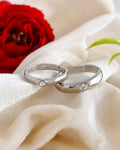 VOJ Stainless Steel Cubic Zirconia Silver Plated Adjustable Ring Set for Couple