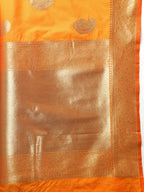 Lorenvalley Fashion Orange Soft Silk Woven Design Gold Zari Weaving Saree