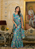 Partywear Designer Teal Slime Georgette Fancy Saree - Anbazaar - Distacart