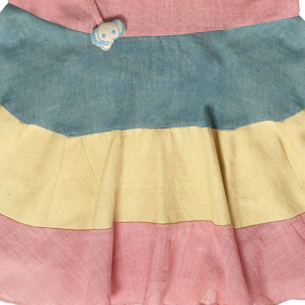 Mhyssa Sleeveless Flared Frock With Tie Ups - Pink