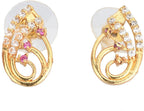 AanyaCentric Gold-plated Jewelry Combo: Elegant Short Mangalsutra, Finger Ring, and American Diamond Earrings Set - Distacart