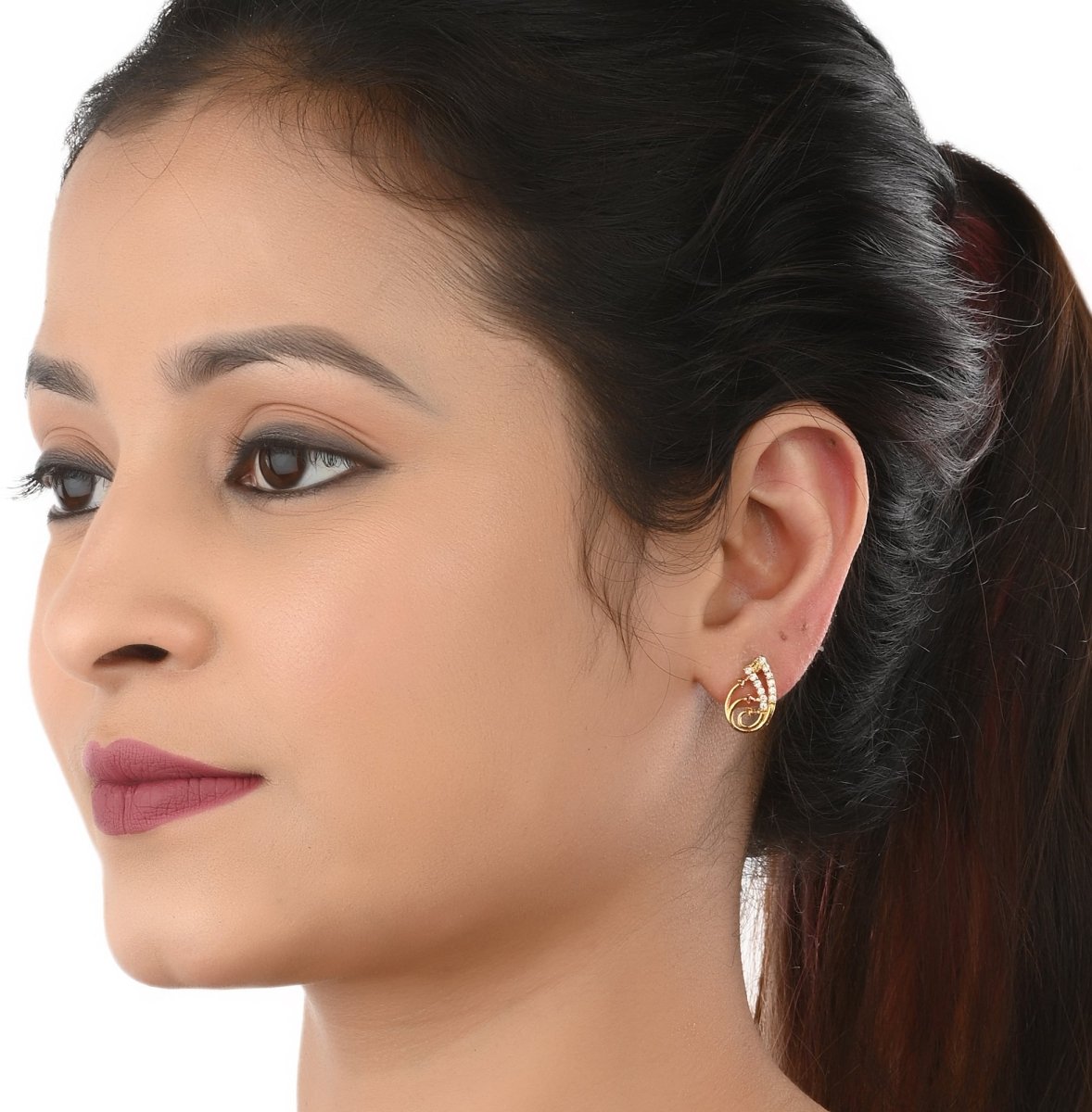 AanyaCentric Gold-plated Jewelry Combo: Elegant Short Mangalsutra, Finger Ring, and American Diamond Earrings Set - Distacart